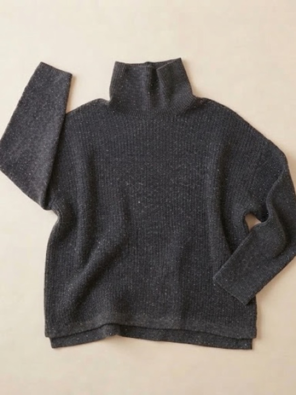 J.Jill Charcoal Marled Mock Neck Sweater Women's Ribbed Knit Long Sleeve